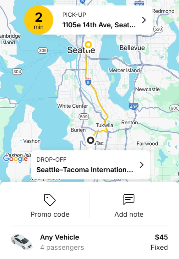 Yellow Cab App Screenshot